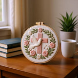 JJFox Embroidery Kit for Beginners and Adults, DIY Hand Embroidery Starter Kit with Cute Pattern, Cross Stitch Needlepoint Set with Hoop, Threads and Instructions (Cross)