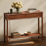 Console Table for Entryway with Charging Station,Retro Entryway Table with 2 Drawers-Easiest Assembly,Sofa Table with Bottom Shelf,Narrow Long Couch Table Behind Sofa for Living Room,Foyer (Walnut) STO'SENSE