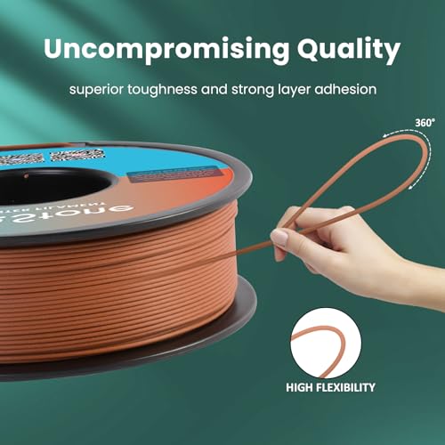 TEQStone Wood PLA Filament 1.75mm Brown 1KG, 15% Real Wood Fiber Infused, Perfectly Wound Consistent Diameter +/-0.03mm 3D Printer Filament Vacuum Packaging (Rosewood Color Tone) TEQStone