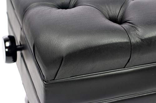 Griffin Genuine Leather Adjustable Piano Bench Black Solid Wood Vintage Style & Heavy-Duty Ergonomic Keyboard Stool | Cushion Seat with Storage Space Griffin
