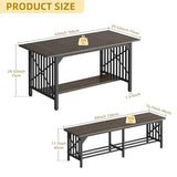 DWVO 3-Piece Dining Table Set for 4-6 People with 2 Benches, 63" Dining Room Table, Industrial Rectangular Dining Room Table Set with Storage for Kitchen, Dining Room, Grey DWVO