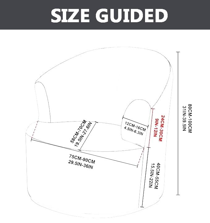 ZEaink Velvet Swivel Barrel Chair Cover, Soft Round Club Armchair Slipcover Modern Accent Chair Slipcover Stretch Single Sofa Cover Washable for Living Room Furniture Protector(E) ZEaink