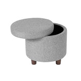 Homepop Home Decor | Upholstered Round Storage Ottoman | Ottoman with Storage for Living Room & Bedroom, Light Gray Tweed Large HomePop