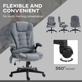 Vinsetto 6 Point Vibrating Massage Office Chair with Heat, Linen High Back Executive Office Chair with Reclining Backrest, Padded Armrests and Remote, Gray HOMCOM