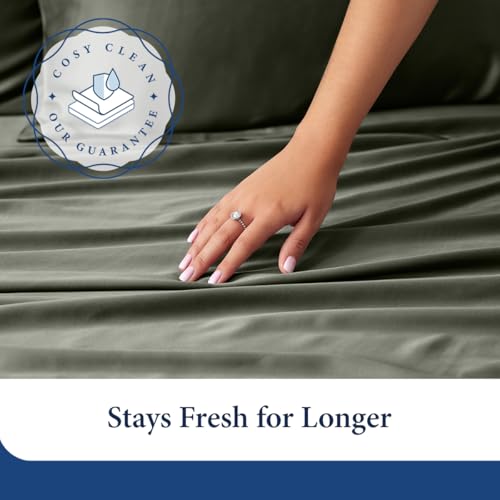 Cosy House Collection 100% Rayon Derived from Bamboo Bed Sheet Set - Cooling, Breathable, Silky Soft 4-Piece Deep Pocket Bedding Set (King, Cream) Cosy House Collection