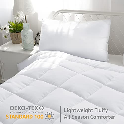 Moonsea Down Alternative Comforter Duvet Insert Queen Size White, Queen Size Blanket Duvet Insert with Corner Tab, Lightweight, All Season, Plush Siliconized Fiber Fluffy Filling - Box Stitched Moonsea