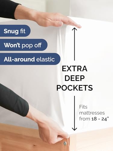 Extra Deep King Sheet Set - 6 Piece Breathable and Cooling Sheets - Hotel Luxury Bedding for Women, Men, Kids & Teens - Easy & Secure Fit - Soft and Wrinkle Free - Extra Deep Pockets - Antique White CGK Unlimited