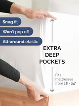 Extra Deep Queen Sheet Set - 6 Piece Breathable and Cooling Sheets - Hotel Luxury Bedding for Women, Men, Kids & Teens - Easy & Secure Fit - Soft and Wrinkle Free - Extra Deep Pockets - Antique White CGK Unlimited