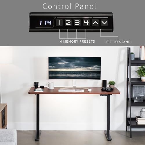 VIVO Electric 60 x 24 in Standing Desk, Memory Height Adjustment, 1B Series, Holds 220 lbs, One-Piece Dark Walnut Top, Black Frame, DESK-KIT-1B6D VIVO