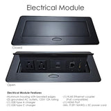 SKUTCHI DESIGNS INC. 7 Ft Small Boat Shaped Conference Table with Power and Data Module | Harmony Series | Matte Black X Base | Black Cypress SKUTCHI DESIGNS INC.