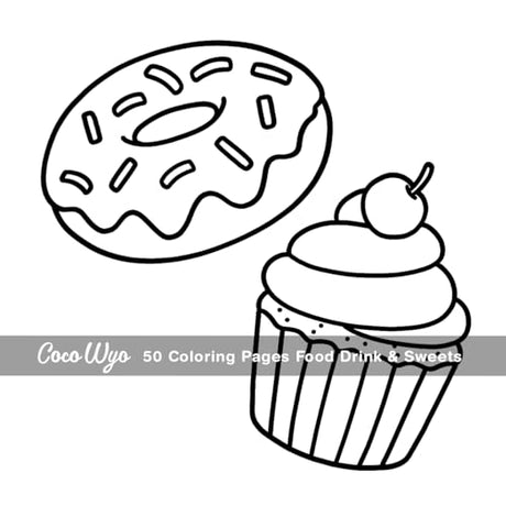 Food Drink & Sweets: Coloring Book for Adults and Kids, Bold and Easy, Simple and Big Designs for Relaxation Featuring a Variety of Foods, Drinks, Desserts and Fruits (Bold & Easy Coloring) Coco Wyo LLC
