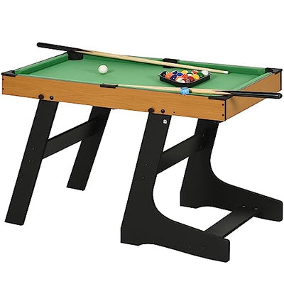 Soozier 38" Foldable Billiards Tabletop Game, Pool Table Set, Fun for The Whole Family with Easy Folding for Storage, Balls, Cues, Chalk, Brush for Game Room, Man Cave