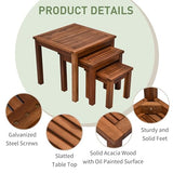 Outsunny 3 Piece Outdoor Side Nesting Table Patio Set with Acacia Wood Build & Multi-Functional Design Outsunny