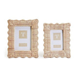 Two's Company 2-Piece 4" x 6" and 5" x 7" Rattan Photo Frame Set, Hand Woven Wicker Weave Natural Wood Rustic Boho Decor Frames Two's Company