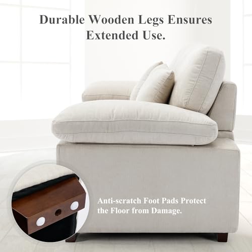 COLAMY Loveseat Sofa,73" Love Seat Couches Living Room Sofa with 3 Pillows,Upholstered Modern Comfy Chenille Seat Cushions Bedroom Couch,Beige COLAMY