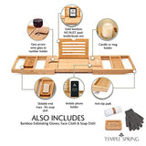 Temple Spring Bathtub Tray -Bamboo Luxury Bathroom Accessories-Bath Spa Gifts for Women & Men-Bath Tray for Bathroom Essentials-Bath Caddy Bath Tray for Tub-Wooden Tray for Bathtub Accessories-Natural Temple Spring
