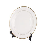 MR.R Set of 2 Sublimation Blanks White Ceramic Gold Rim Plate with Stand,Porcelain Plates, 8 inch Round Dessert or Salad Plate, Lead-Free, Safe in Microwave, Oven, and Freeze MR.R