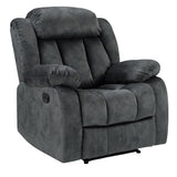 EBELLO Manual Recliner Chair, Classic and Fabric Recliner Sofa with Overstuffed Arms and Back for Living Room, Bedroom, Grey