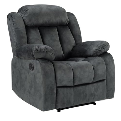 EBELLO Manual Recliner Chair, Classic and Fabric Recliner Sofa with Overstuffed Arms and Back for Living Room, Bedroom, Grey EBELLO
