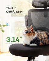 Marsail Ergonomic Office Chair: Office Desk Chair with High Back Mesh and Adjustable Lumbar Support Rolling Work Swivel Task Chairs with Wheel 3D Armrests and Headrest Marsail