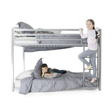 DHP Miles Low Metal Bunk Bed Frame for Kids, With Built-in Ladder, High Guardrail and Metal Slats, Floor Bed Bottom Bunk, No Boxspring Required, For Small Spaces, Full-Over-Full, Blue DHP