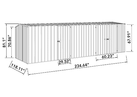 Absco Workshop 20 Ft. x 10 Ft. Metal Storage Shed DIY Galvanized Steel Sheds for Lawn Mower, Equipment, Workbench, Tools, Garden in The Yard, Garden, Patio, Outdoor Storage (Woodland Gray) ABSCO