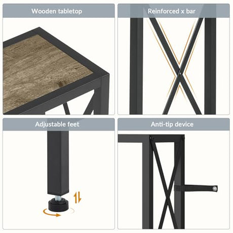 Gewudraw 41.7" Console Table, Narrow Behind The Couch Table with Outlet, Industrial Skinny Sofa Table for Hallway, Entryway, Living Room,Walnut Gewudraw
