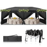Outvita 10x20ft Pop Up Canopy Tent, Outdoor Instant Shelter Folding Canopy with 6 Side Walls and Carry Bag for Commercial Events, Party, Backyard BBQ, Camping Black Outvita