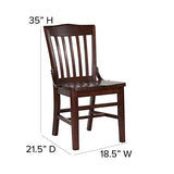 Flash Furniture Hercules Series School House Back Mahogany Wood Dining Chair, Traditional Elegant Wood Restaurant Chair with 800 lb. Weight Capacity, Walnut Flash Furniture