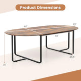 Tangkula 95" Conference Table, Large Oval Meeting Table for 10-12, 2 Cable Management Grommets, Sturdy Metal Legs, Industrial Business Training Seminar Table for Office Conference Room (Rustic Brown) Tangkula