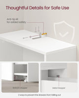 VASAGLE Slim Storage Cabinet, Narrow Freestanding Cabinet with Drawers and Adjustable Shelf, Modern Linen Tower for Living Room Bathroom Bedroom, White UBBK567T14 VASAGLE