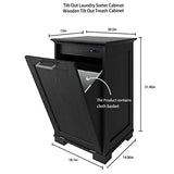 OLD CAPTAIN Wooden Tilt Out Trash Cabinet, Wooden Kitchen Garbage Can Free Standing Holder, Black Finish… OLD CAPTAIN