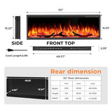 R.W.FLAME 50 Inch Smart Electric Fireplace Recessed and Wall Mounted with Adjustable Flame Colors and Speed, Alexa/WiFi Enabled, APP Control with Multiple Sound Modes, Log & Crystal Options R.W.FLAME