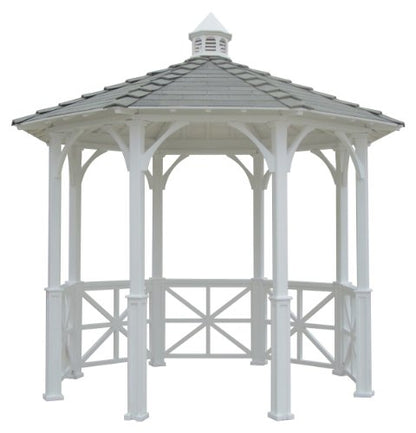 SamsGazebos 10' Octagon English Cottage Garden Gazebo with Cupola, Adjustable for an Uneven Patio, Made in USA - WoodArtSupply