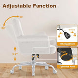 Keratee Teddy Fleece Office Chair, Comfy Home Office Desk Chair with Adjustable Height & 360° Swivel, Ergonomic Computer Chair for Long Hours, Multi-Functional Vanity/Makeup Chair, White Keratee