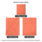ROYALE LINENS 3 Piece Twin Sheets Set - Soft Brushed 1800 Microfiber Bedding - 1 Fitted and 1 Flat Sheet, 1 Pillow case - Wrinkle Free & Fade Resistant - Hotel Luxury Bed Sheets Set (Coral, Twin) ROYALE LINENS