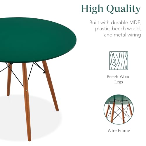 Best Choice Products 5-Piece Dining Set, Compact Mid-Century Modern Table & Chair Set for Home, Apartment w/ 4 Chairs, Plastic Seats, Wooden Legs, Metal Frame - Dark Green/Walnut Best Choice Products