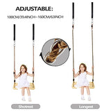 Outdoor Swing, KINSPORY Swing Set for Backyard, Adjustable Nylon Rope with Hanging Tree Straps Kit, Wooden Swing Seat for Indoor Outdoor Porch Patio Garden Playgroud Swing Set Accessories KINSPORY