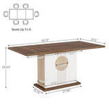 Tribesigns 55" Rectangular Dining Table for 4 to 6 People, Farmhouse Wood Dinner Table for Kitchen, Dining Room & Living Room, Oak Brown & White Tribesigns