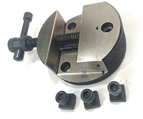 Small Round Vice 80 mm for 3" & 4" Rotary Tables & 3 x Fixing Tee Nuts-Milling Tool ADI