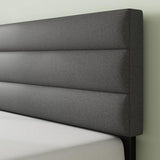 Zinus King Piper Upholstered Platform Bed with Horizontal Paneled Headboard, Wooden Slat Support, No Box Spring Needed, Easy Assembly, Eco Friendly Packaging, Dark Grey Zinus