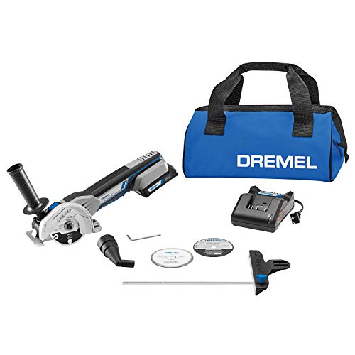 Dremel US20V-01 Compact Circular Saw Tool Kit with (1) 20V Battery, (3) Cutting Wheels & Storage Bag - 15,000 RPM - Ideal for Flush Cutting, Plunge - WoodArtSupply