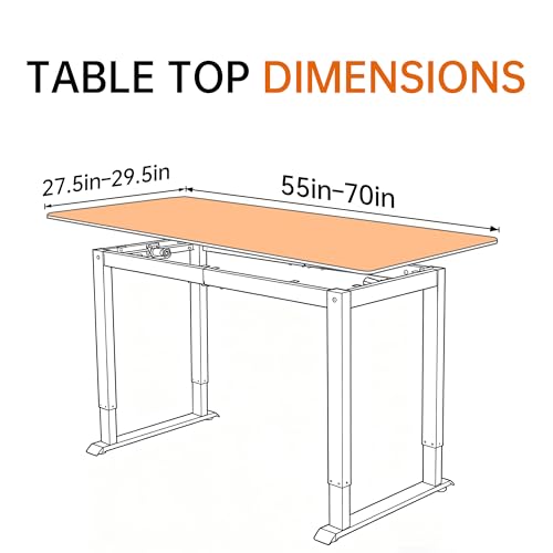 Fromann Electric Standing Desk Frame, 4-Leg Dual Motor Adjustable Standing Desk Legs for Max 70'' x 29.5'' Desktop,Heavy Duty 220lb Load Capacity for Home Office, Frame Only Fromann