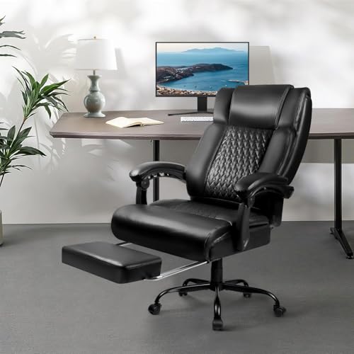 OFIKA Office Chair,Executive Heavy Duty Office Chair with Foot Rest Ergonomic High Back Computer Gaming Chairs Home Office 400lbs,Big and Tall with Lumbar Support (Black1) OFIKA