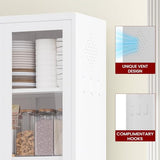 AQY Kitchen Pantry Cabinet,72" White Pantry Storage Cabinet with 5 Tire Adjustable Shelves and Glass Doors,Freestanding Cupboard,Metal Pantry Cabinets with Handle for Living Room,Assembly Required AQY