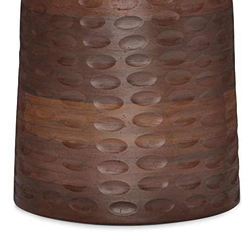 SIMPLIHOME Boyd SOLID MANGO WOOD 13 inch Wide Round Contemporary Wooden Accent Table in Warm Dark Brown, Fully Assembled, for the Living Room and SIMPLIHOME