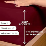 ROYALE LINENS 4 Piece Cal King Sheets Set - Soft Brushed 1800 Microfiber - 1 Fitted, 1 Flat Sheet, 2 Pillow Cases - Wrinkle Free & Fade Resistant - Hotel Luxury Bed Sheets (Burgundy, Cal King) ROYALE LINENS
