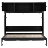 TCMILA Queen Size Horizontal Murphy Wall Bed with Storage Cabinet Built-in Door, Foldable Hidden Platform Bed, No Box Spring Needed, Space Saving, Black TCMILA