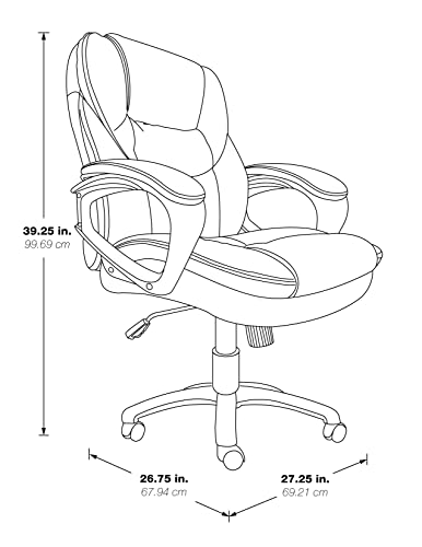 Office Star FL Series Faux Leather Manager's Adjustable Office Chair with Lumbar Support and Padded Arms, Chocolate Office Star Products