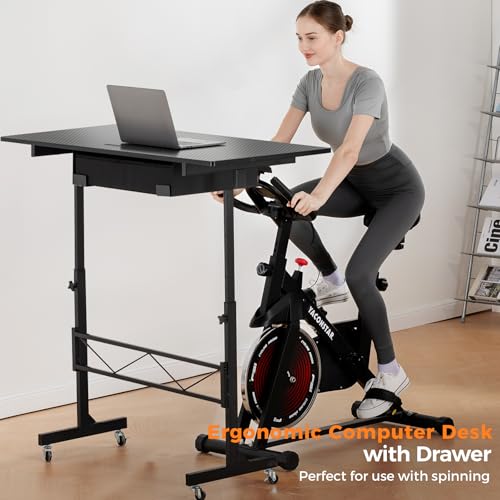 GTRACING Small Standing Desk Adjustable Height Small Computer Desk Mobile Portable Rolling Laptop Table with Wheels 32" Computer Workstation Sit Stand Desks Portable Standing Table Treadmill desks GTRACING